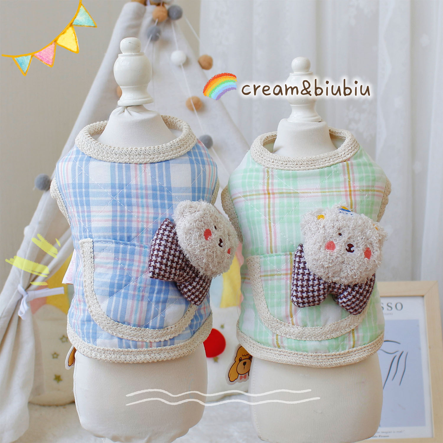 宠物狗狗猫咪衣服领结熊棉马甲棉衣背心加绒泰迪比熊约克夏小型犬