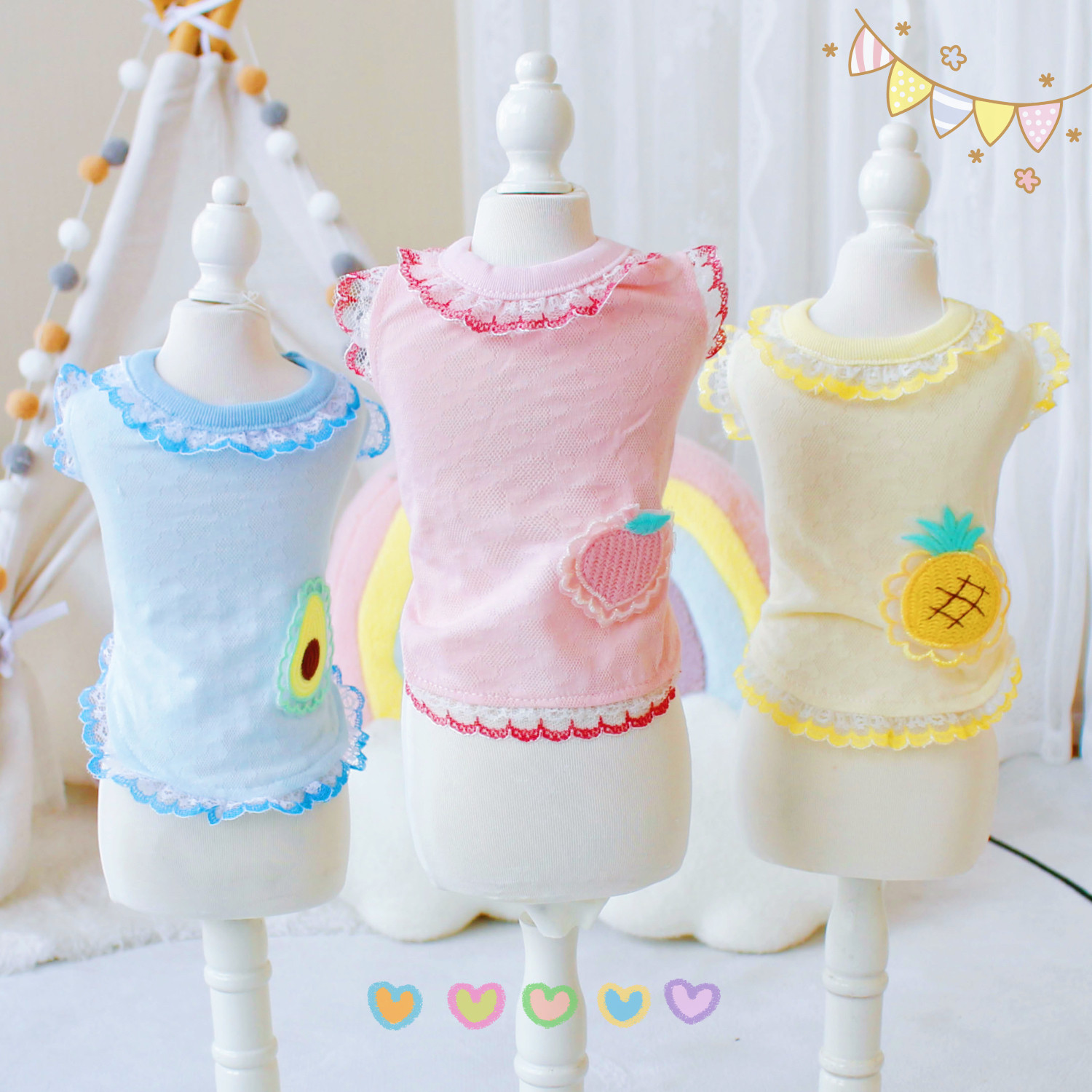 宠物狗狗猫咪衣服 春夏薄款T恤水果彩边凉感蕾丝可爱背心泰迪比熊,宠物/宠物食品及用品,狗宠物服装/雨衣,淘宝优惠券,粉丝福利购,淘宝优惠卷