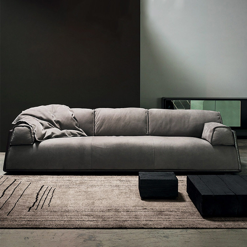 意式极简沙发轻奢羽绒直排baxter四人位磨砂科技布艺沙发软硬苗条