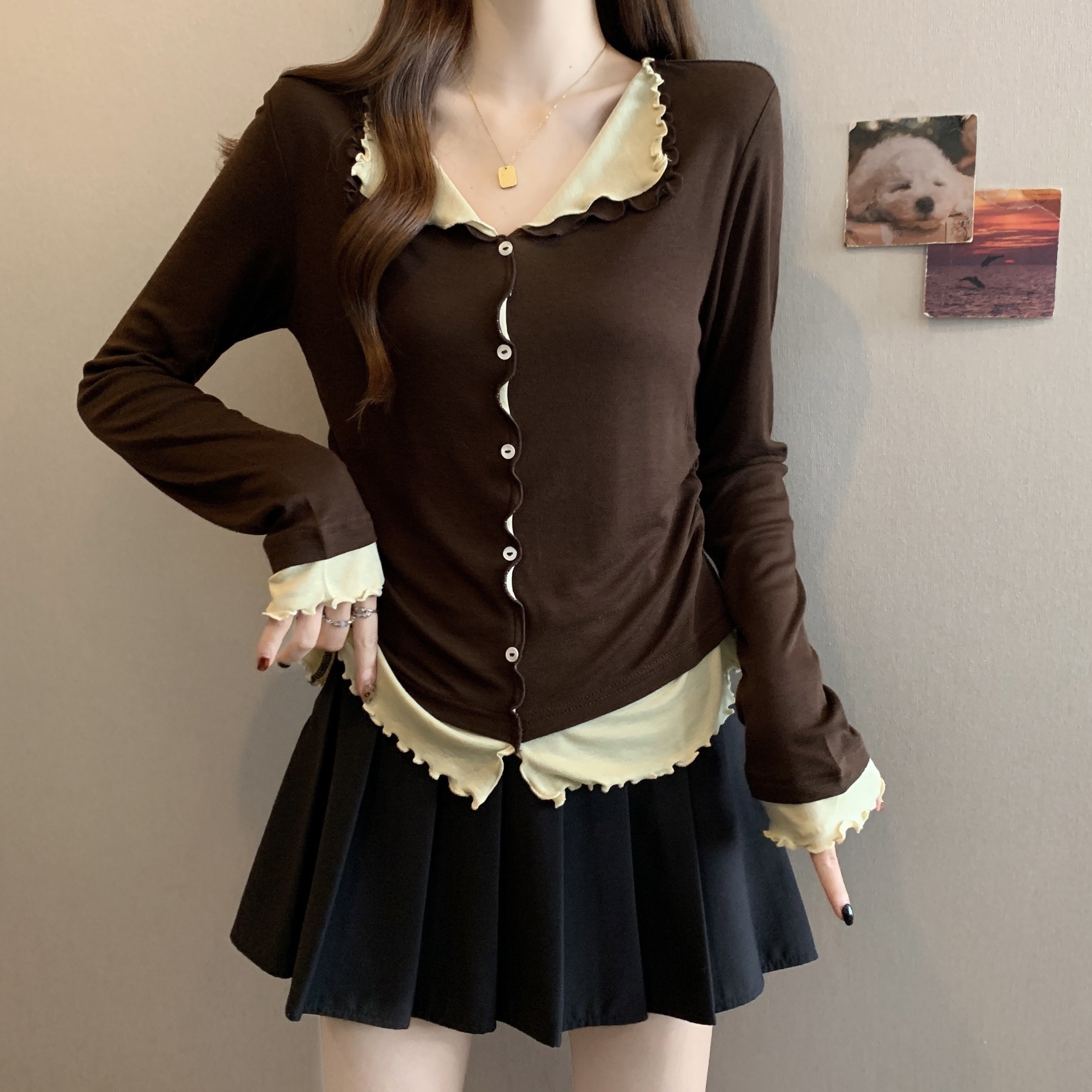 大码女装时尚设计感假两件长袖T恤2025秋季新款胖mm打底内搭上衣,女装/女士精品,大码内搭,淘宝优惠券,粉丝福利购,淘宝优惠卷