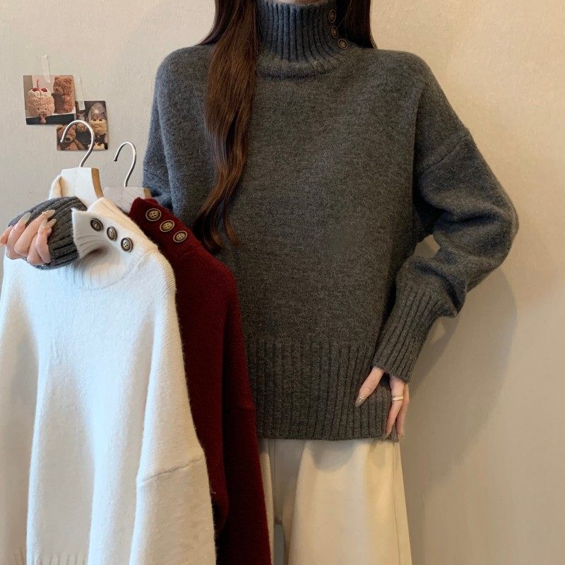 大码女装2025秋冬新款胖MM高领落肩袖上衣下摆开衩套头长袖毛衣潮,女装/女士精品,大码内搭,淘宝优惠券,粉丝福利购,淘宝优惠卷