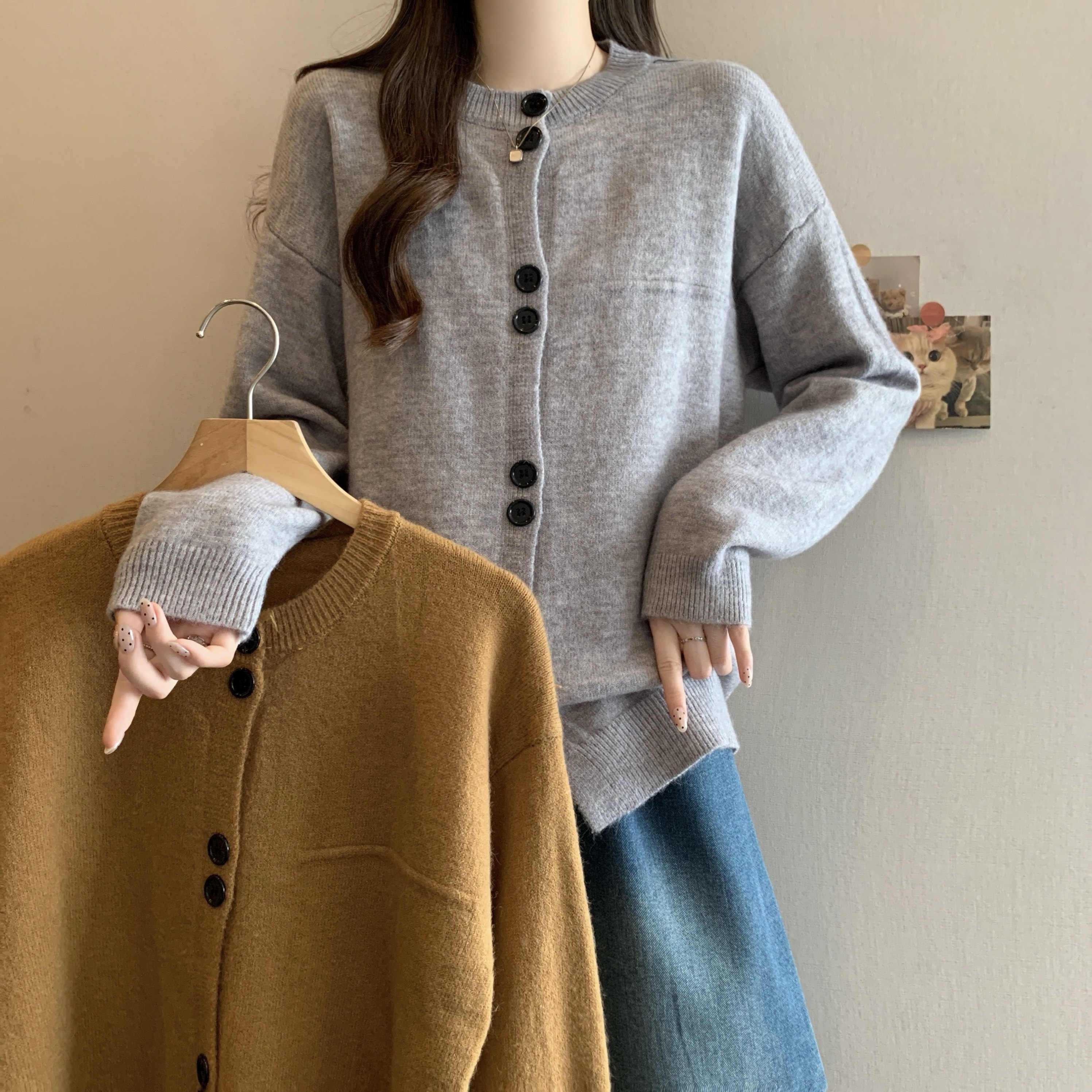大码女装秋冬新款慵懒风韩系针织开衫胖MM软糯小香风毛衣外套上衣,女装/女士精品,大码内搭,淘宝优惠券,粉丝福利购,淘宝优惠卷