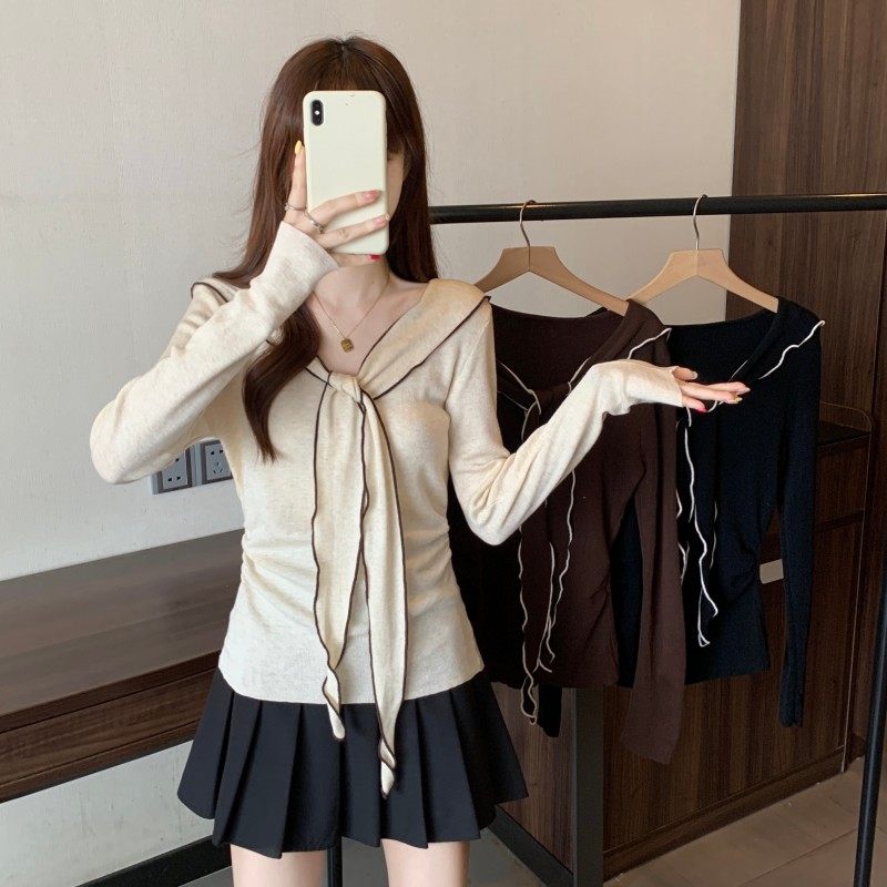 大码女装2025秋季新款胖MM海军领假两件披肩撞色长袖针织衫毛衣潮,女装/女士精品,大码内搭,淘宝优惠券,粉丝福利购,淘宝优惠卷