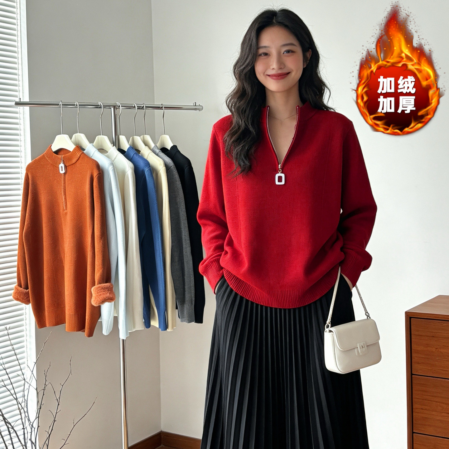 大码女装2026春装新款宽松百搭加厚针织衫胖mm加绒内搭毛衣打底衫,女装/女士精品,大码内搭,淘宝优惠券,粉丝福利购,淘宝优惠卷