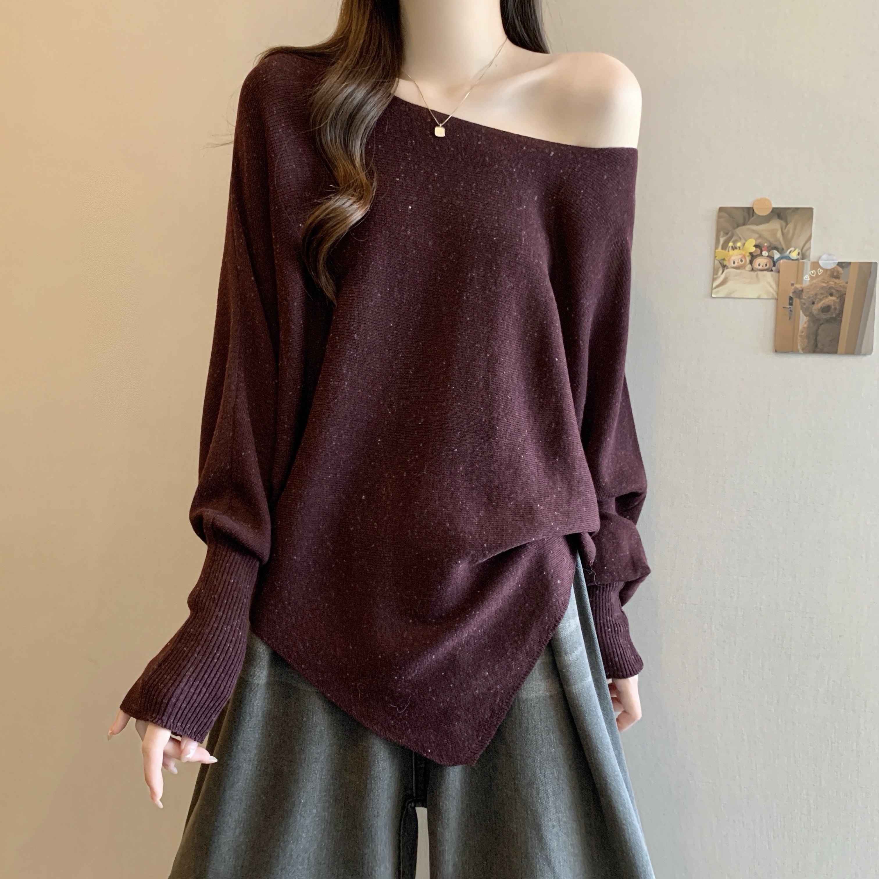 大码女装2025秋冬新款针织毛衣胖MM不规则宽松百搭蝙蝠袖斗篷上衣,女装/女士精品,大码内搭,淘宝优惠券,粉丝福利购,淘宝优惠卷