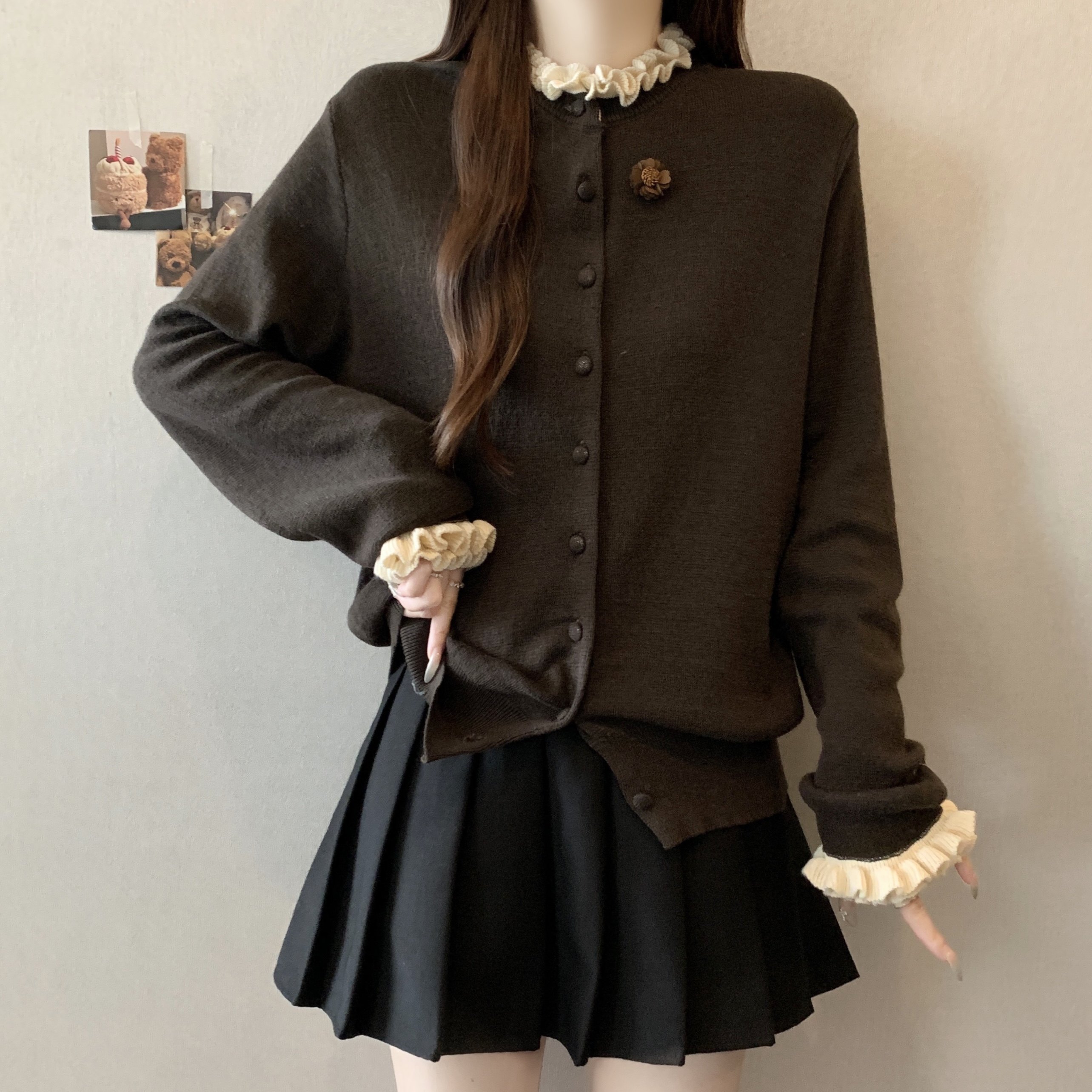 大码女装针织开衫秋冬新款胖MM韩系木耳边打底衫时尚百搭毛衣上衣,女装/女士精品,大码内搭,淘宝优惠券,粉丝福利购,淘宝优惠卷