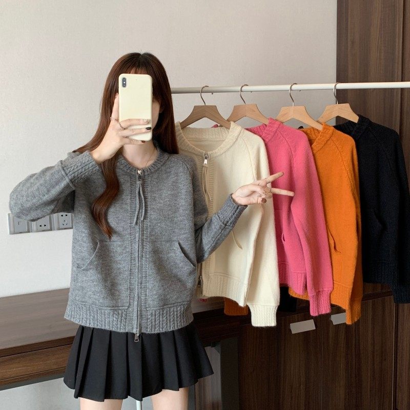 大码女装2025秋季新款胖MM时尚百搭圆领双拉链插肩袖长袖开衫毛衣,女装/女士精品,大码内搭,淘宝优惠券,粉丝福利购,淘宝优惠卷