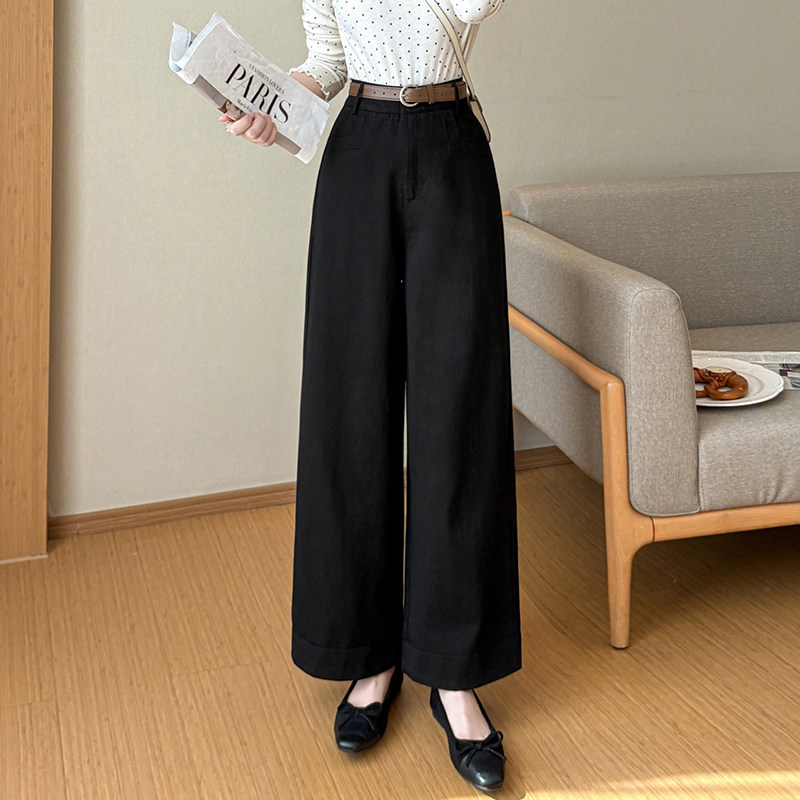 2026年春夏新款时尚设计感高腰长裤宽松百搭阔腿直筒九分休闲裤女,女装/女士精品,休闲裤,淘宝优惠券,粉丝福利购,淘宝优惠卷