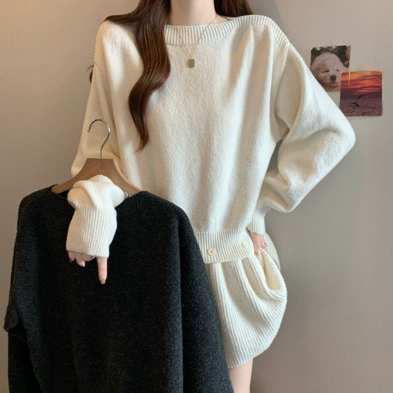 大码女装2025秋冬新款鱼嘴领设计感荷叶边拼接下摆长袖上衣毛衣潮,女装/女士精品,大码内搭,淘宝优惠券,粉丝福利购,淘宝优惠卷