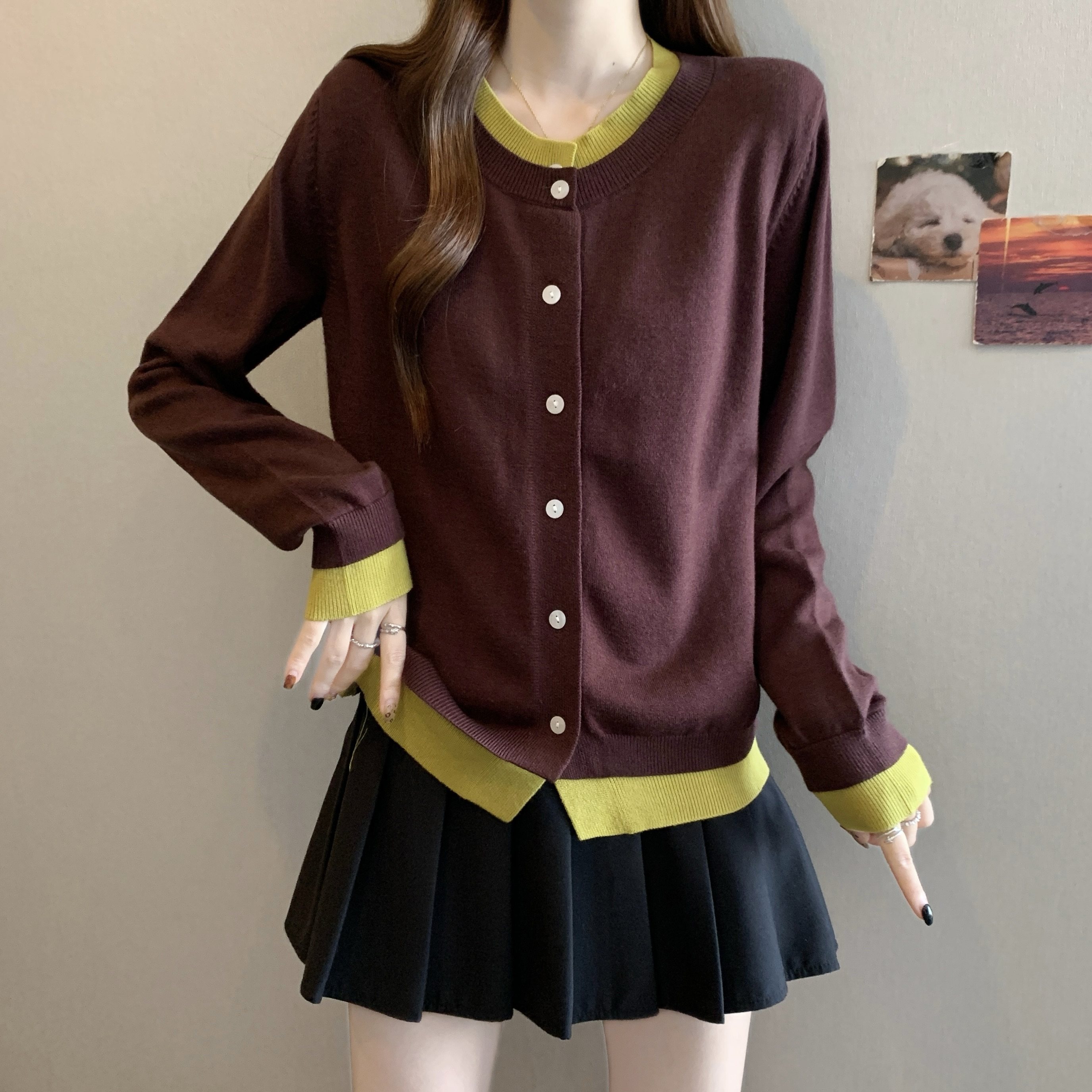 大码女装时尚设计感假两件针织开衫2025秋冬新款胖mm长袖毛衣外套,女装/女士精品,大码内搭,淘宝优惠券,粉丝福利购,淘宝优惠卷