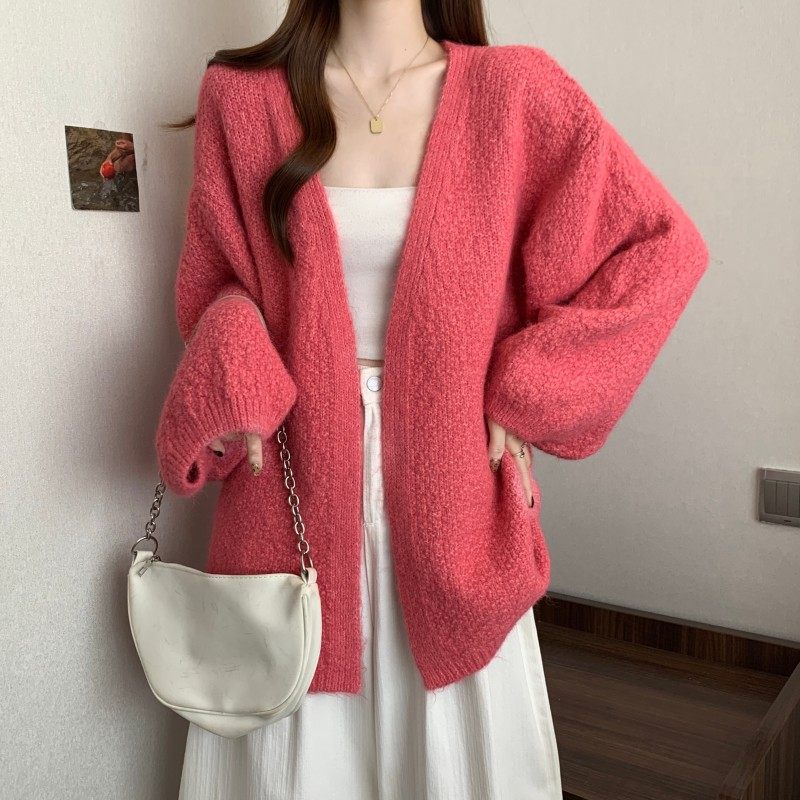 大码女装2025秋季新款胖MM时尚百搭V领落肩灯笼袖长袖开衫毛衣潮,女装/女士精品,大码内搭,淘宝优惠券,粉丝福利购,淘宝优惠卷