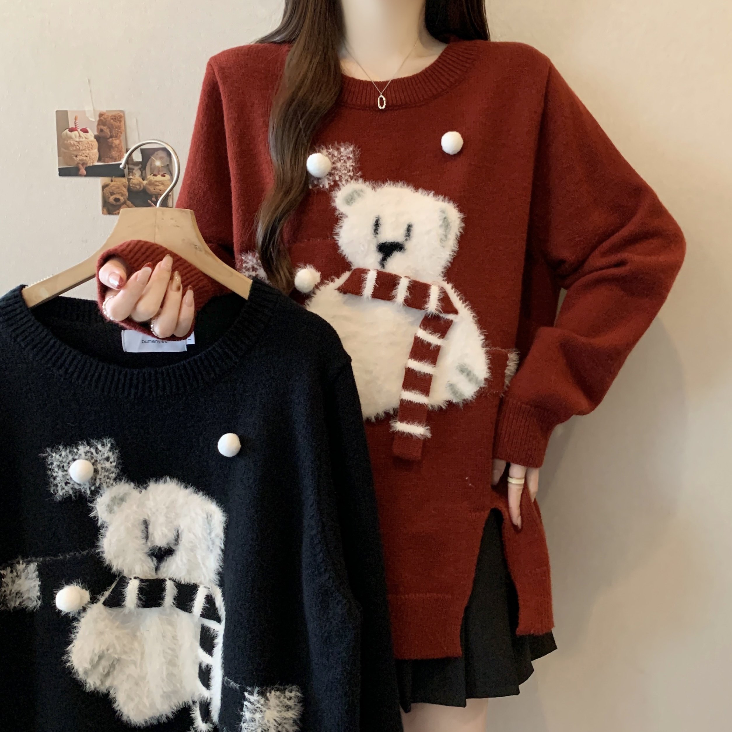 大码女装2025秋冬新款时尚设计感毛衣胖mm宽松百搭长袖针织衫上衣,女装/女士精品,大码内搭,淘宝优惠券,粉丝福利购,淘宝优惠卷