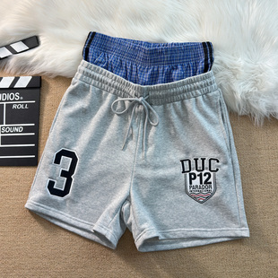 头短裤 复古格子双腰裤 男宽松 子美式 高街欧美潮流潮牌休闲运动卫裤