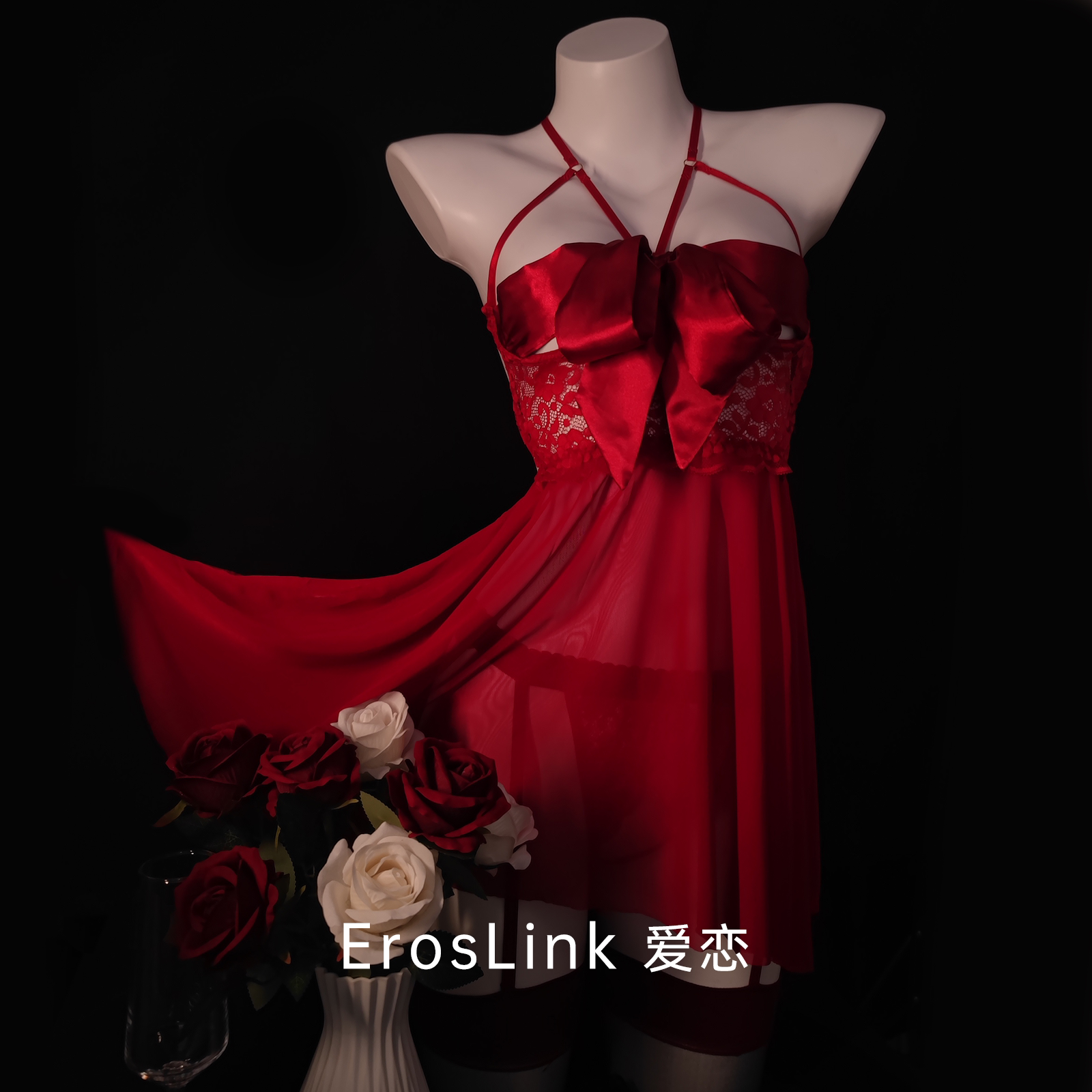 ErosLink冰丝蝴蝶结性感睡裙