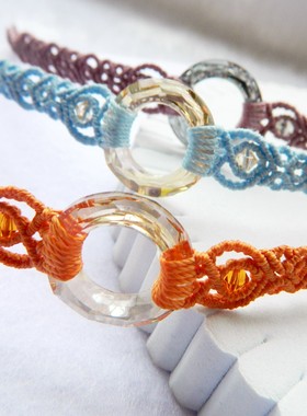 施家水晶环圆环绳编手链手作手链时尚流行款