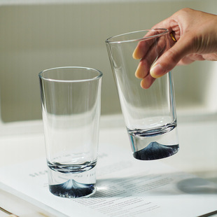 网红富士山玻璃杯家用喝水杯耐热喝酒茶杯大号加厚啤酒杯女生微醺