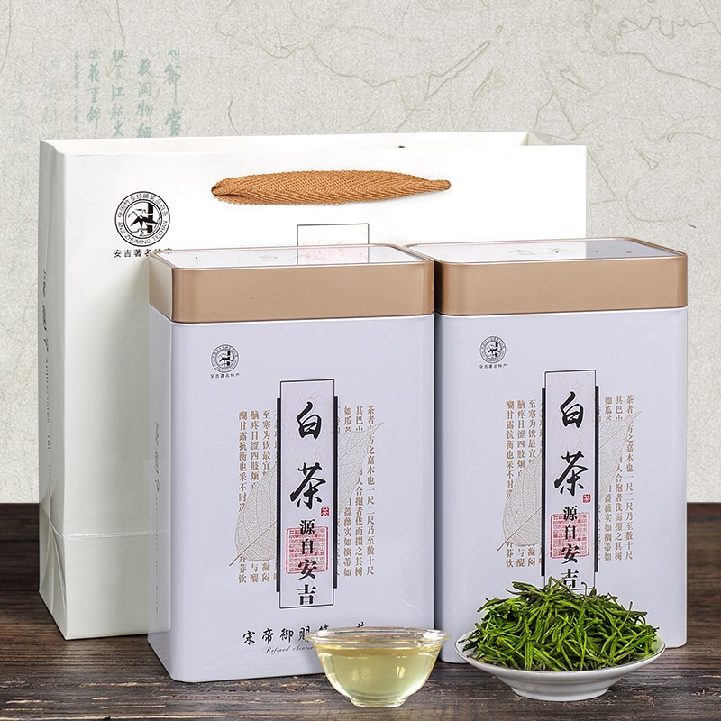 正宗安吉特产白茶礼盒装高档礼品茶2024新茶明前绿茶罐装茶叶500g-封面