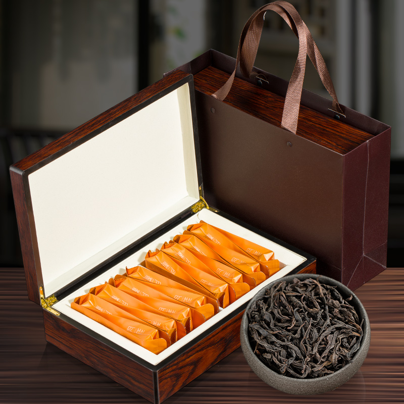 武夷山岩茶果香肉桂高档木纹礼盒