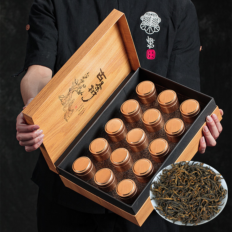 武夷山金骏眉红茶高档木纹礼盒装金俊眉茶叶小罐礼品茶元旦节送礼