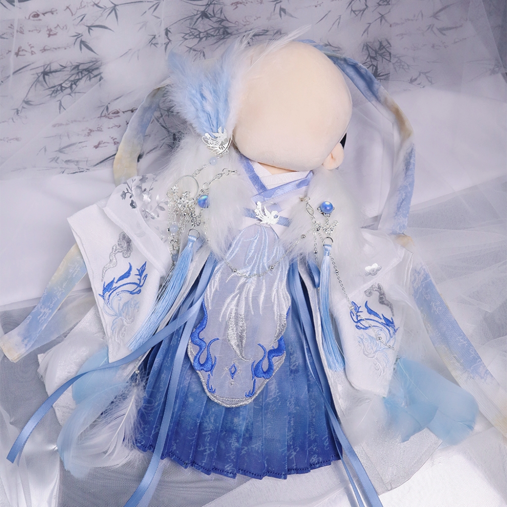 20cm30cm棉花娃娃特体娃衣华丽古风蓝白凤凰蓝笺雪