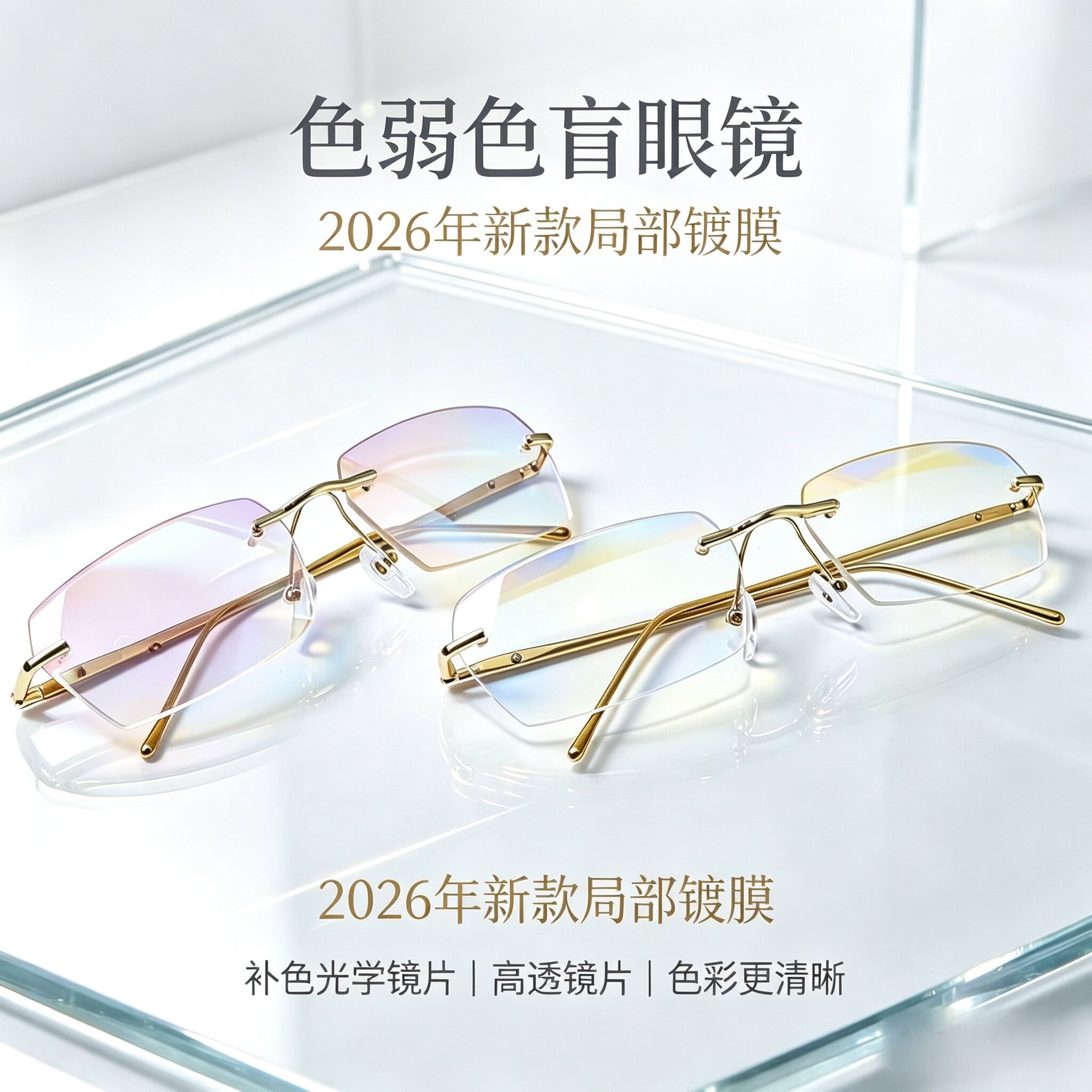 局部镀膜全镀膜色盲色弱眼镜买一送一近视老花男女通用看图辨色