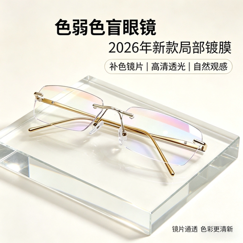 红绿色盲色弱近视老花一体镜高清视物，看图谱红绿辨色专用眼镜