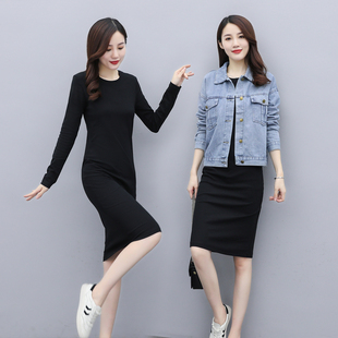 黑色连衣裙女内搭修身包臀裙2025秋冬中长款配大衣过膝百搭打底裙