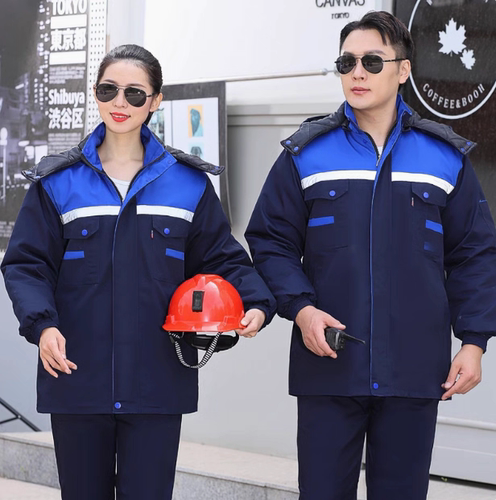 冬季加厚工作服棉衣男中长拆卸劳保棉服防寒保暖耐磨工程棉袄