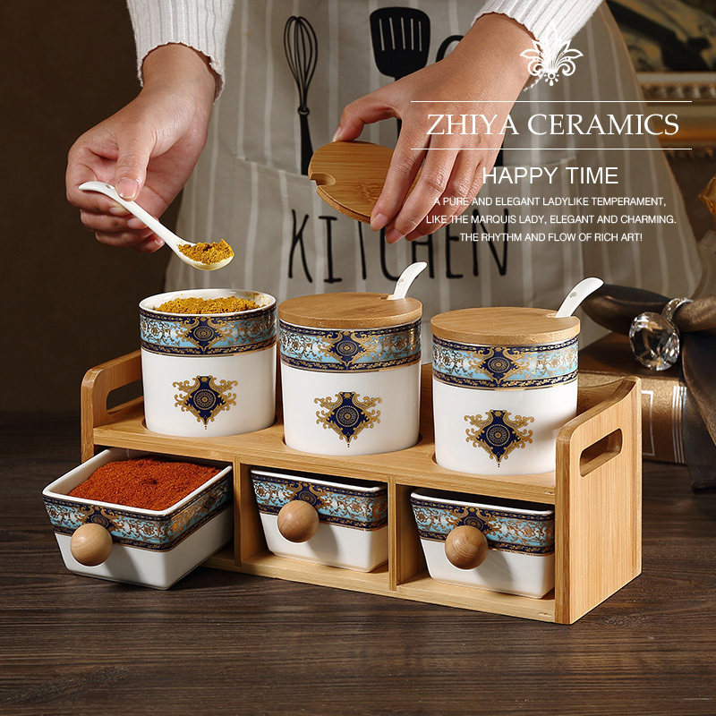 kitchen Sauce pot drawer combination suit European style ceramics household Seasoning storage box Salt shaker Cruetin the Kitchen/Cooking utensils , Kitchen Gadgets/Kitchen storage , Storage jars/Kitchen storage containers , Seasoning bottles  category - from Buy2taobao.com to provide professional Taobao agent buy service