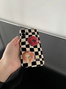 【适用于iphone13】【原创】高端复古拼色不规则棋盘格苹果iPhone17promax全包手机壳