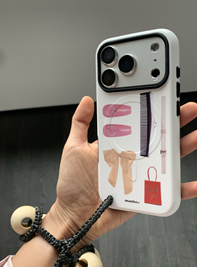 ouchtv原创韩国进口双层菲林【磁吸】时髦感蝴蝶结千玺美甲手机壳iphone16iphone17系列