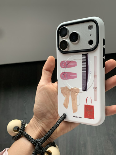 ouchtv原创韩国进口双层菲林【磁吸】时髦感蝴蝶结千玺美甲手机壳iphone16iphone17系列