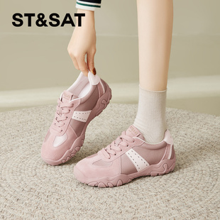 休闲系带阿甘鞋 女SSE1112C35 星期六春秋厚底运动德训鞋 St&Sat