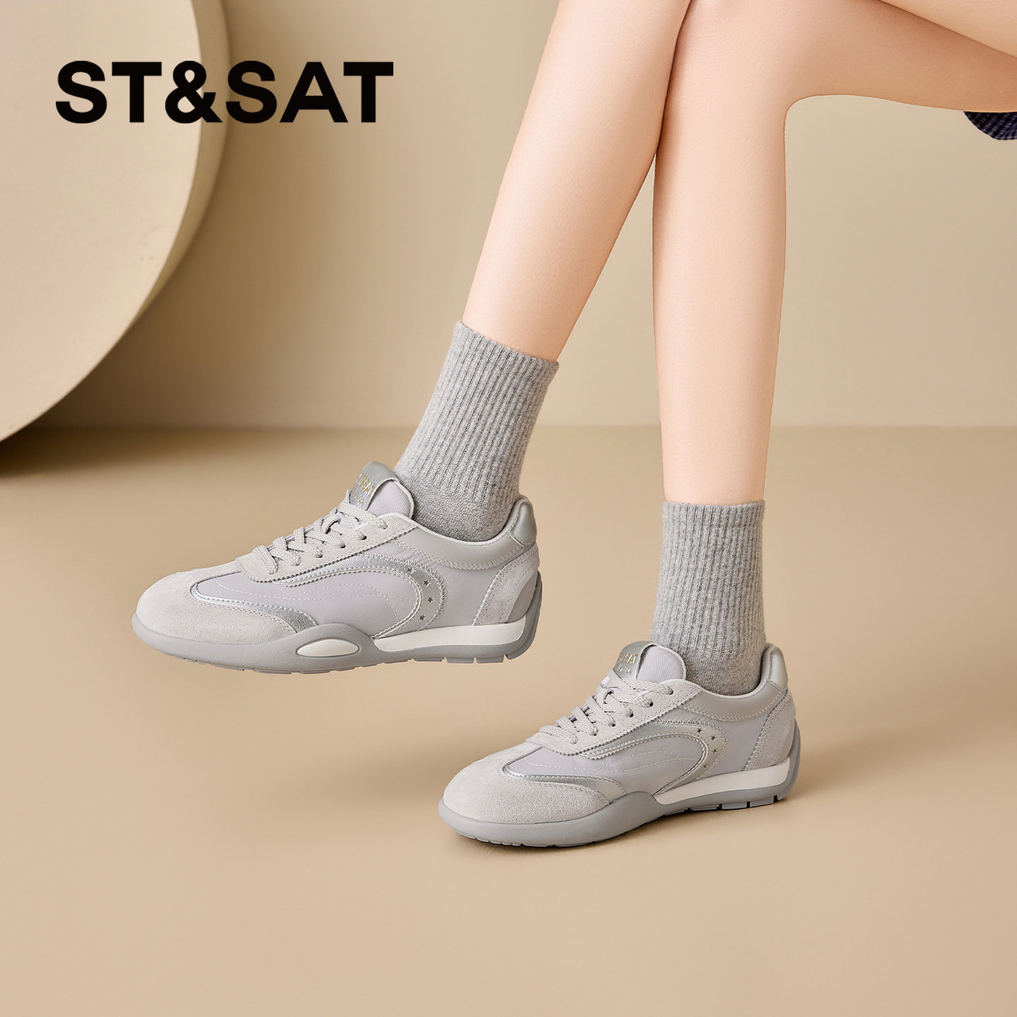 St&Sat/星期六春秋复古风系带阿甘鞋软底休闲德训鞋女SSE1112C17,女鞋,德训鞋,淘宝优惠券,粉丝福利购,淘宝优惠卷