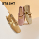 方头拼接浅口低跟玛丽珍单鞋 St&Sat 星期六春秋新款 女SSC1111991