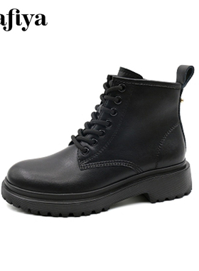 Safiya/索菲娅秋冬系带马丁靴厚底圆头侧拉链短靴女SF14116062