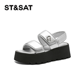 魔术贴一字带厚底增高露趾凉鞋 St&Sat 星期六夏季 女SSC2115C54