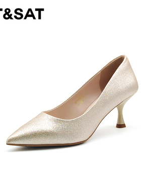 St&Sat/星期六春秋格利特尖头高跟鞋一脚蹬浅口单鞋女SS31122015T