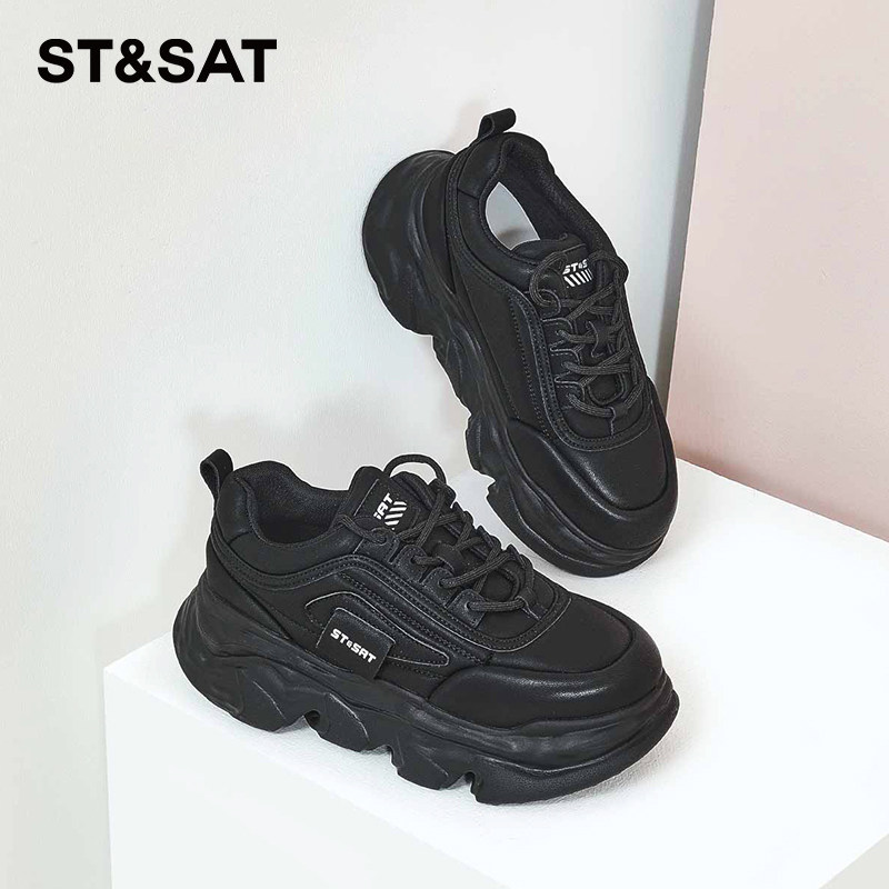 星期六厚底增高系带休闲老爹鞋