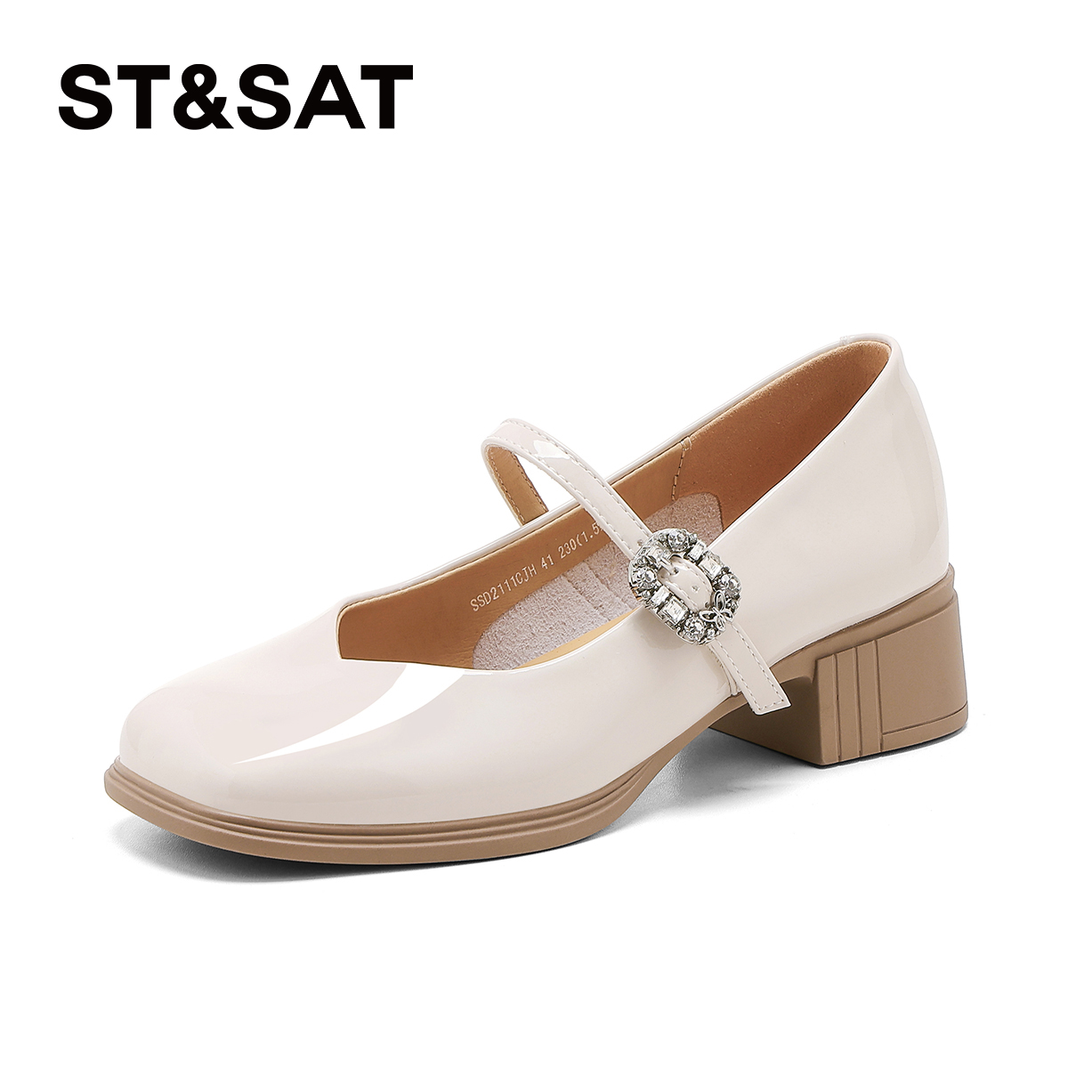 星期六时髦百搭简约粗跟单鞋女