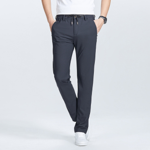 断码 凉感系带商务长裤 清仓 夏季 弹力透气休闲裤 龙狮男士