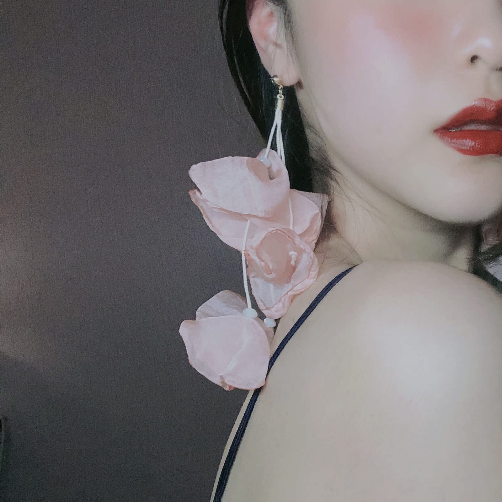 手作雪纺耳环不晚夸张女图片