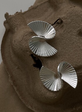 董洁半熟男女同款折纸记大夸张耳环法式高级感耳饰925银耳钉耳夹