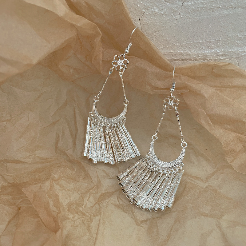 摇曳仿苗银现代感时髦长耳环民族风摩登新中式耳夹高级感度假复古,饰品/流行首饰/时尚饰品新,耳环,淘宝优惠券,粉丝福利购,淘宝优惠卷