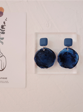 不晚手作丨烟雾纹路摩登大圆树脂耳环显白吸睛半透无耳洞耳夹女