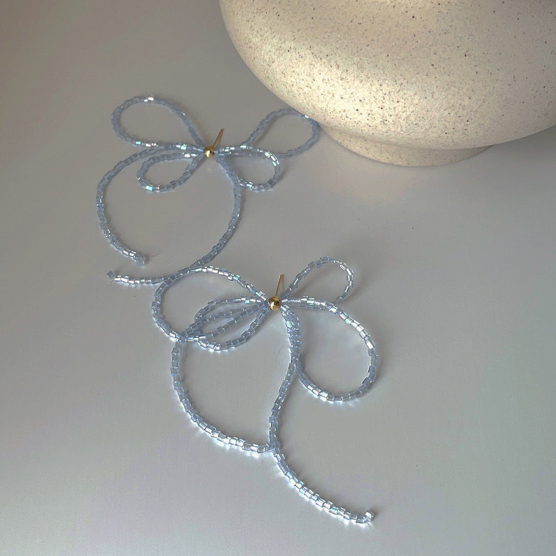 蓝色萤火 仙女风蝴蝶结水晶串珠耳环甜美少女百搭春夏新款耳钉女,饰品/流行首饰/时尚饰品新,耳环,淘宝优惠券,粉丝福利购,淘宝优惠卷