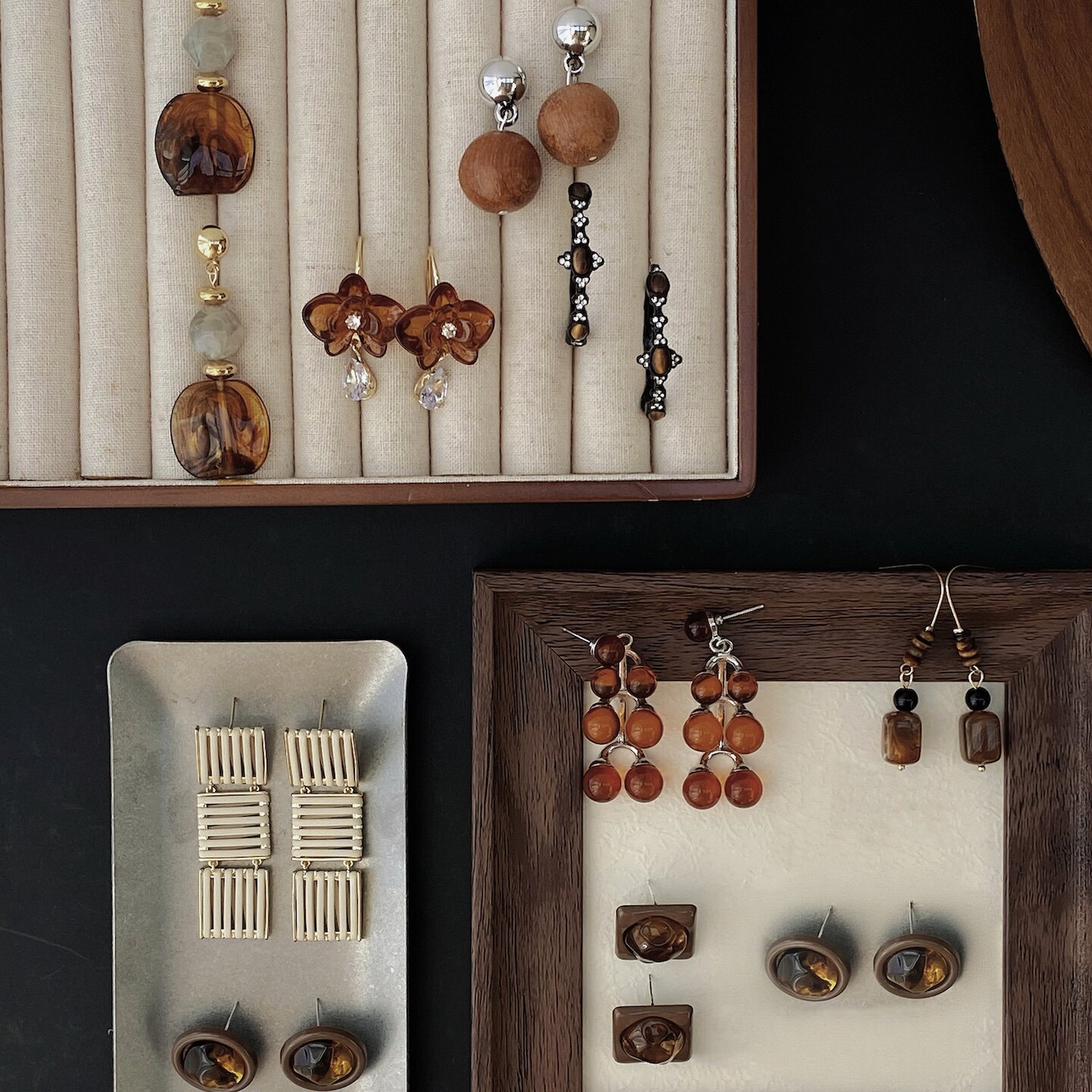 蜜糖棕琥珀色系树脂百搭耳环合集
