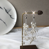 满天星珍珠耳钉仙气透明鱼线耳夹流苏后挂式 不晚 无耳洞女耳环