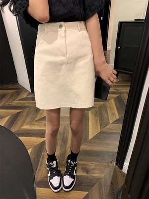 白色a字半身裙女春夏2025显瘦小个子包臀裙大码半裙高腰牛仔短裙