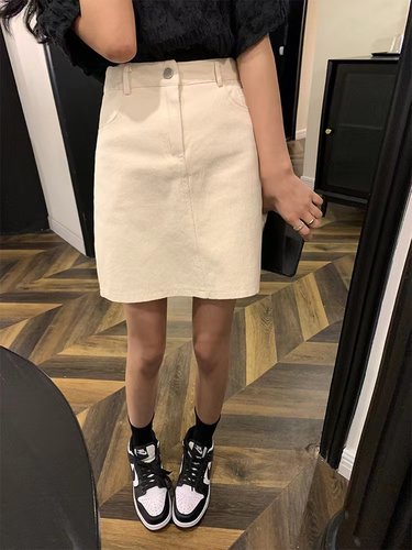 白色a字半身裙女春夏2025显瘦小个子包臀裙大码半裙高腰牛仔短裙